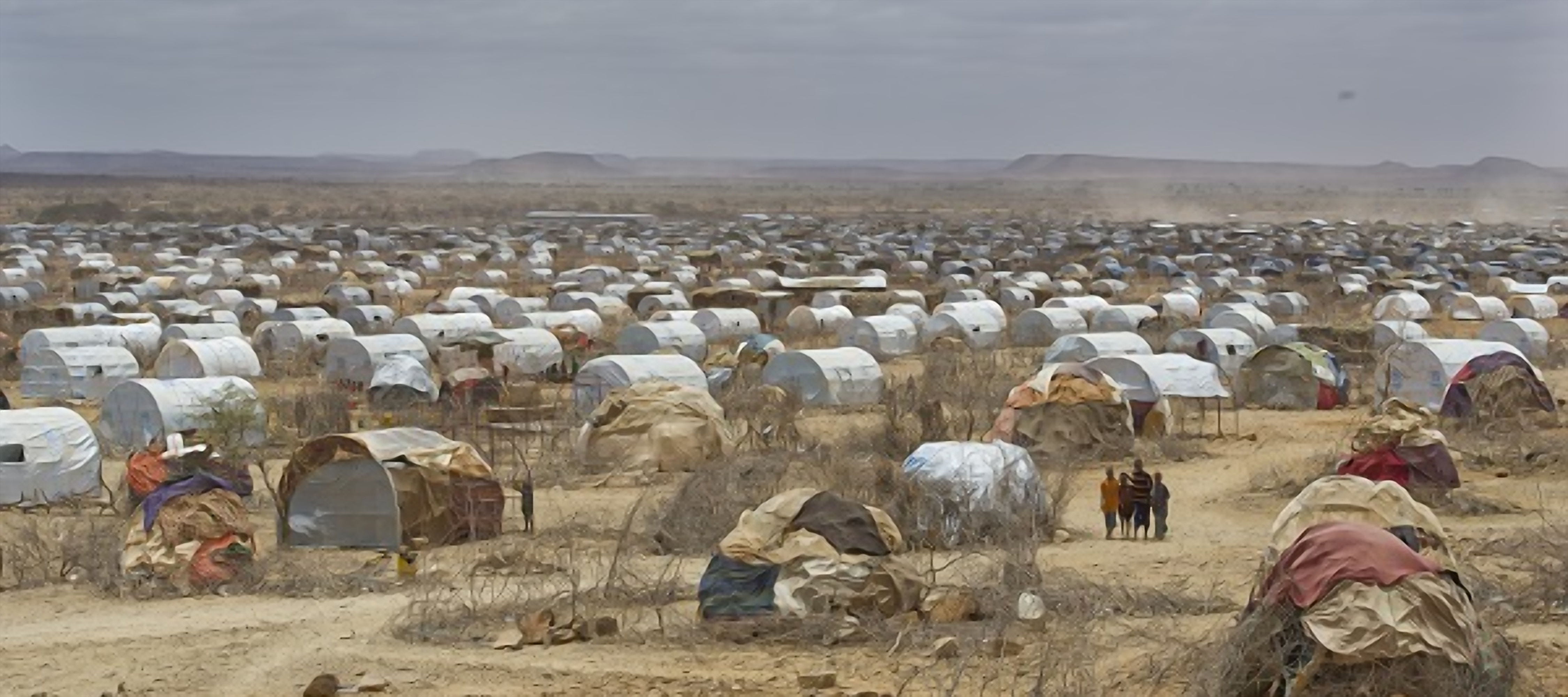 Aerial view of a refugee-hosting settlement